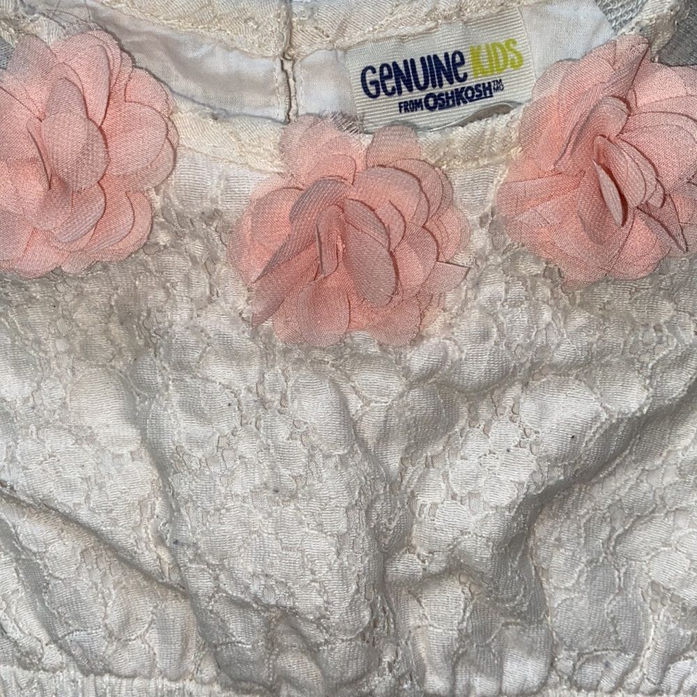 Vintage Oshkosh Dress Lace with Tulle Flowers Fully Lined with 💯 Cotton Slip 3T - Picture 3 of 9
